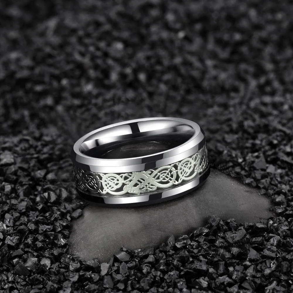 Dragon Inlay Men's Tungsten Carbide Wedding Band