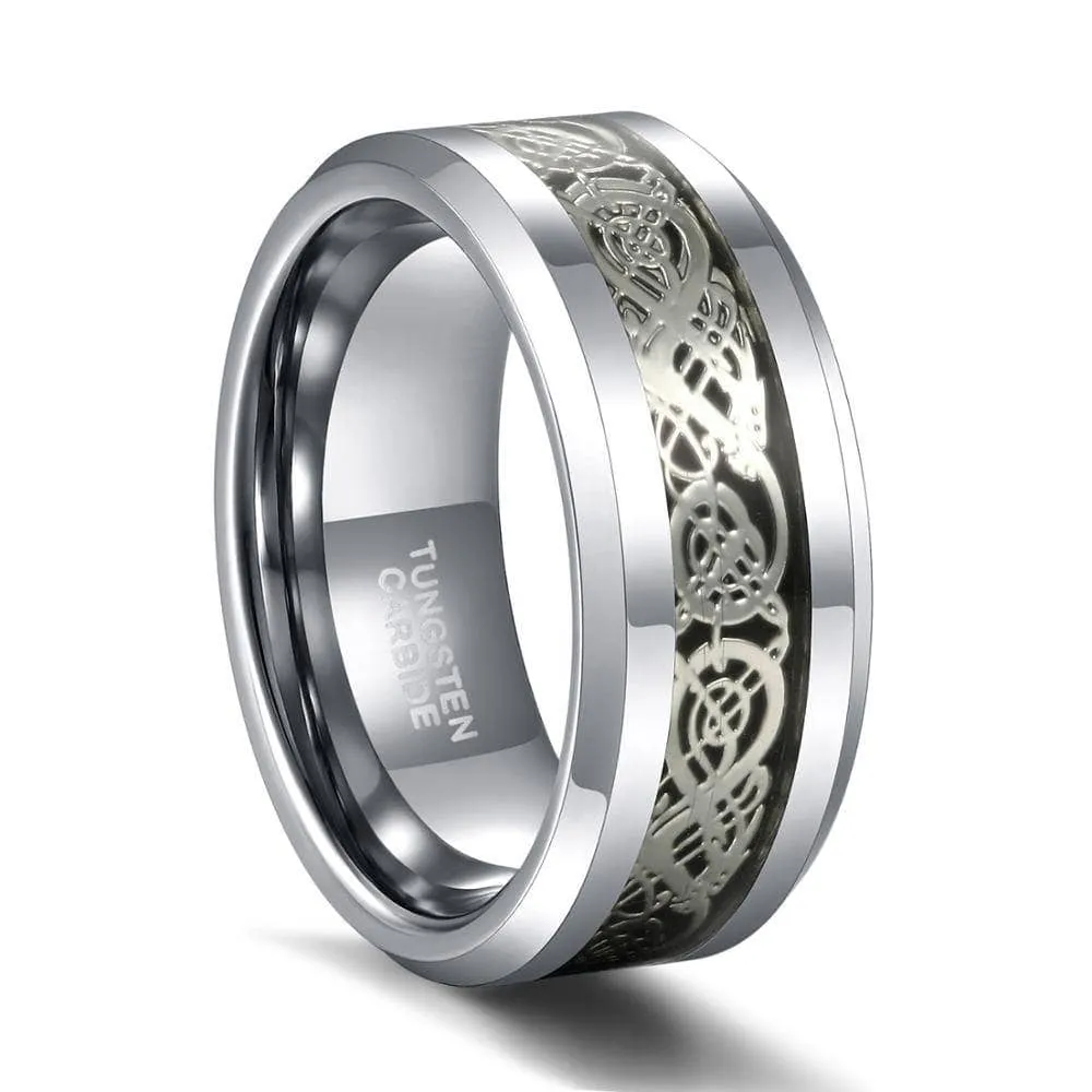 Dragon Inlay Men's Tungsten Carbide Wedding Band