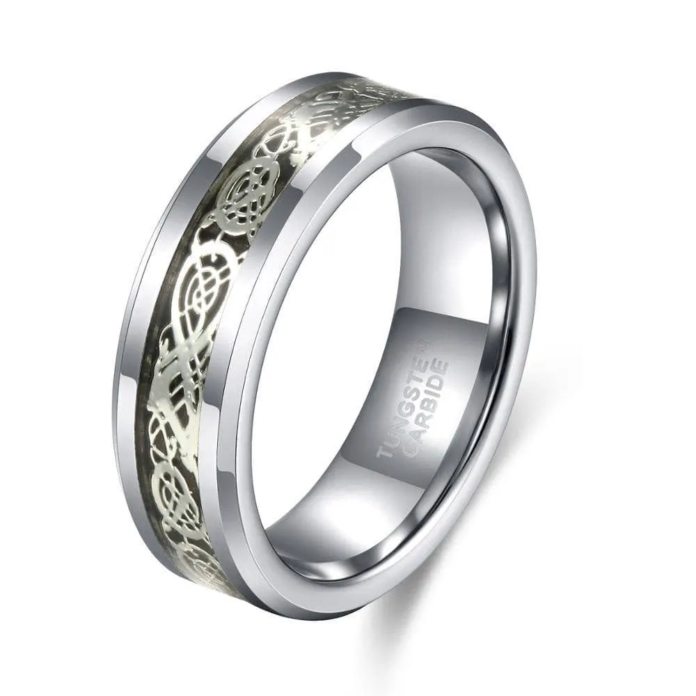 Dragon Inlay Men's Tungsten Carbide Wedding Band