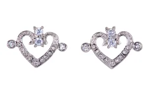 E7109 Regal Hearts Rhodium Plated Swarovski Elements Heart Earrings