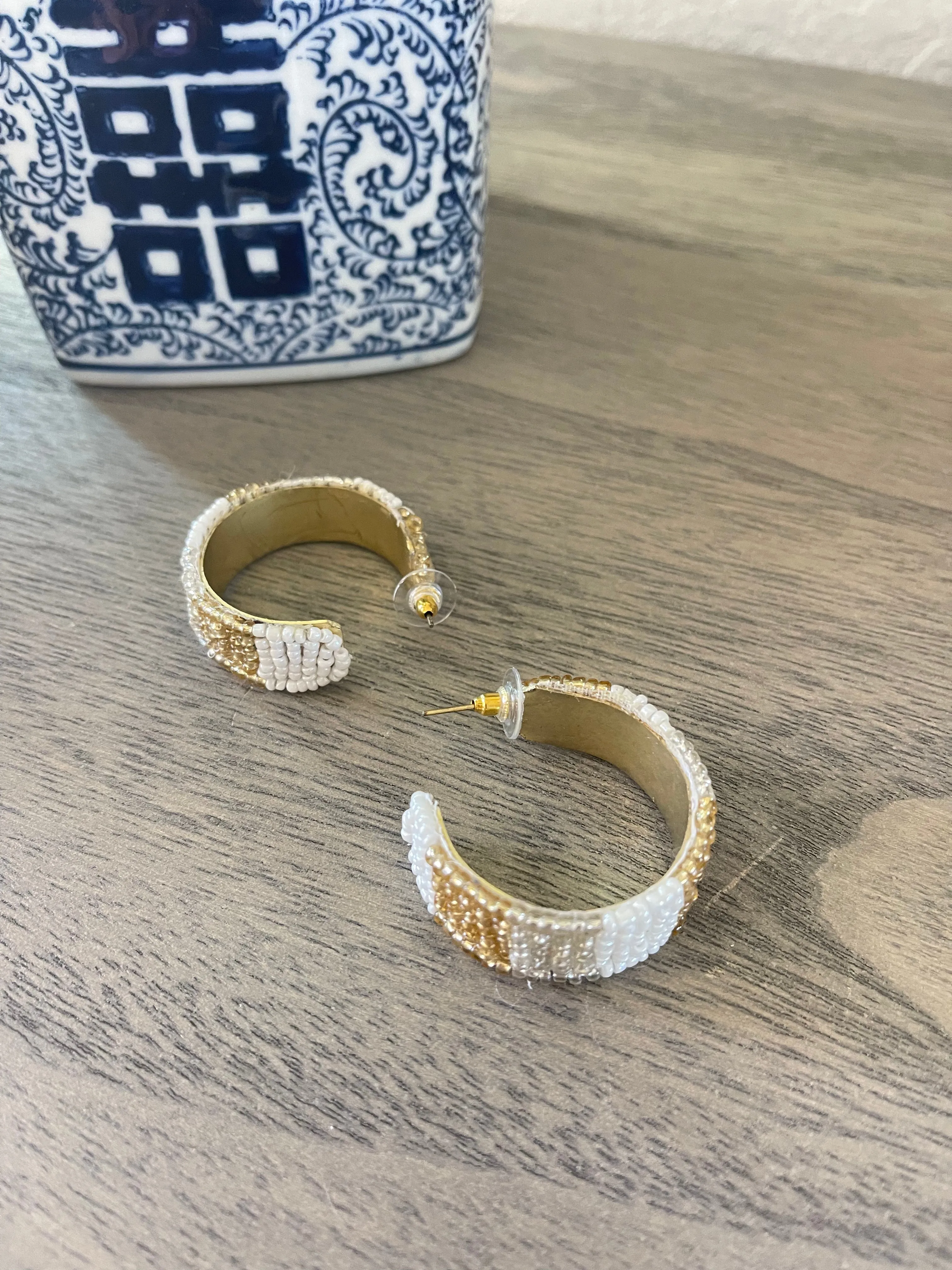 Elegant Beaded Hoop Earrings