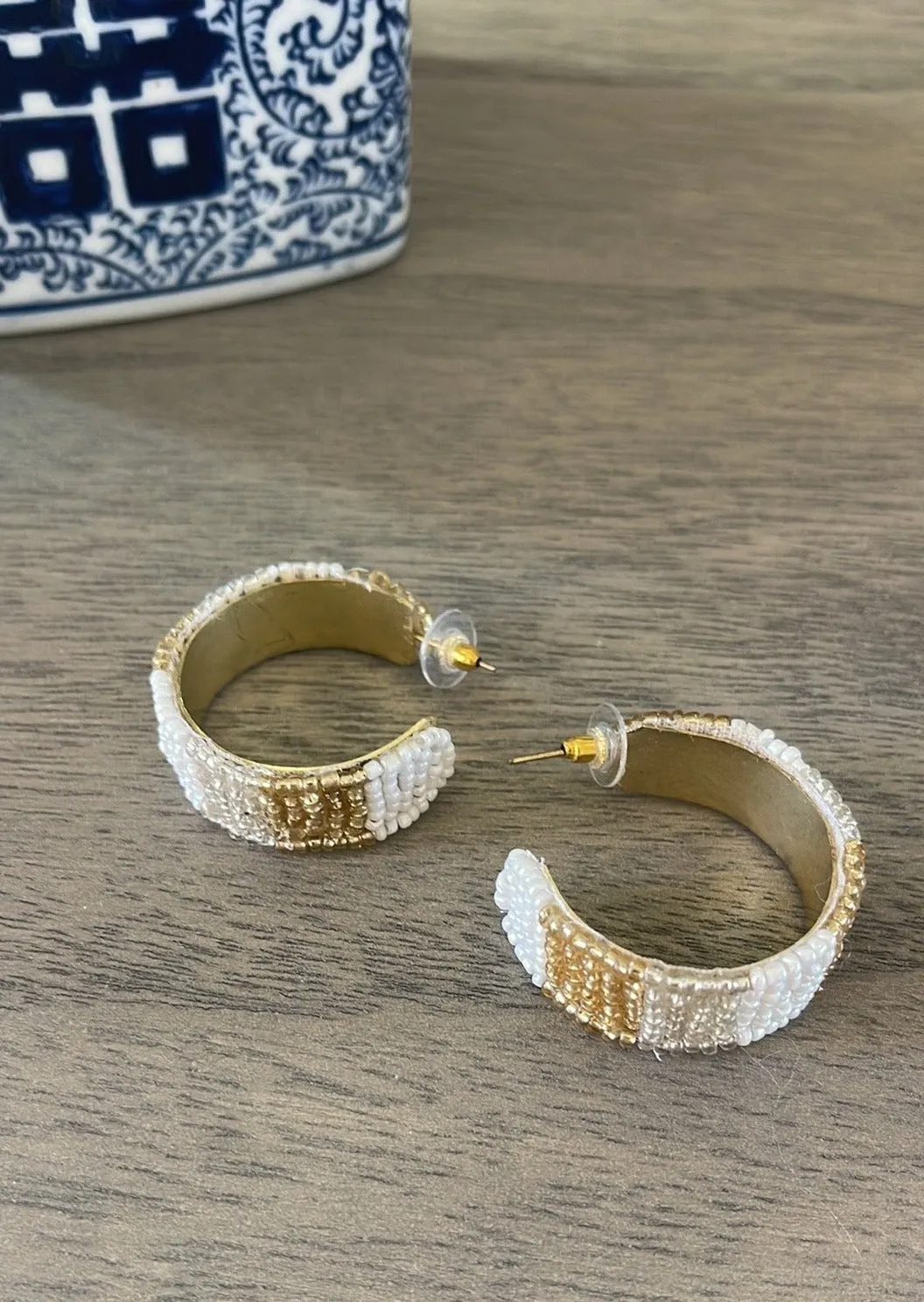 Elegant Beaded Hoop Earrings