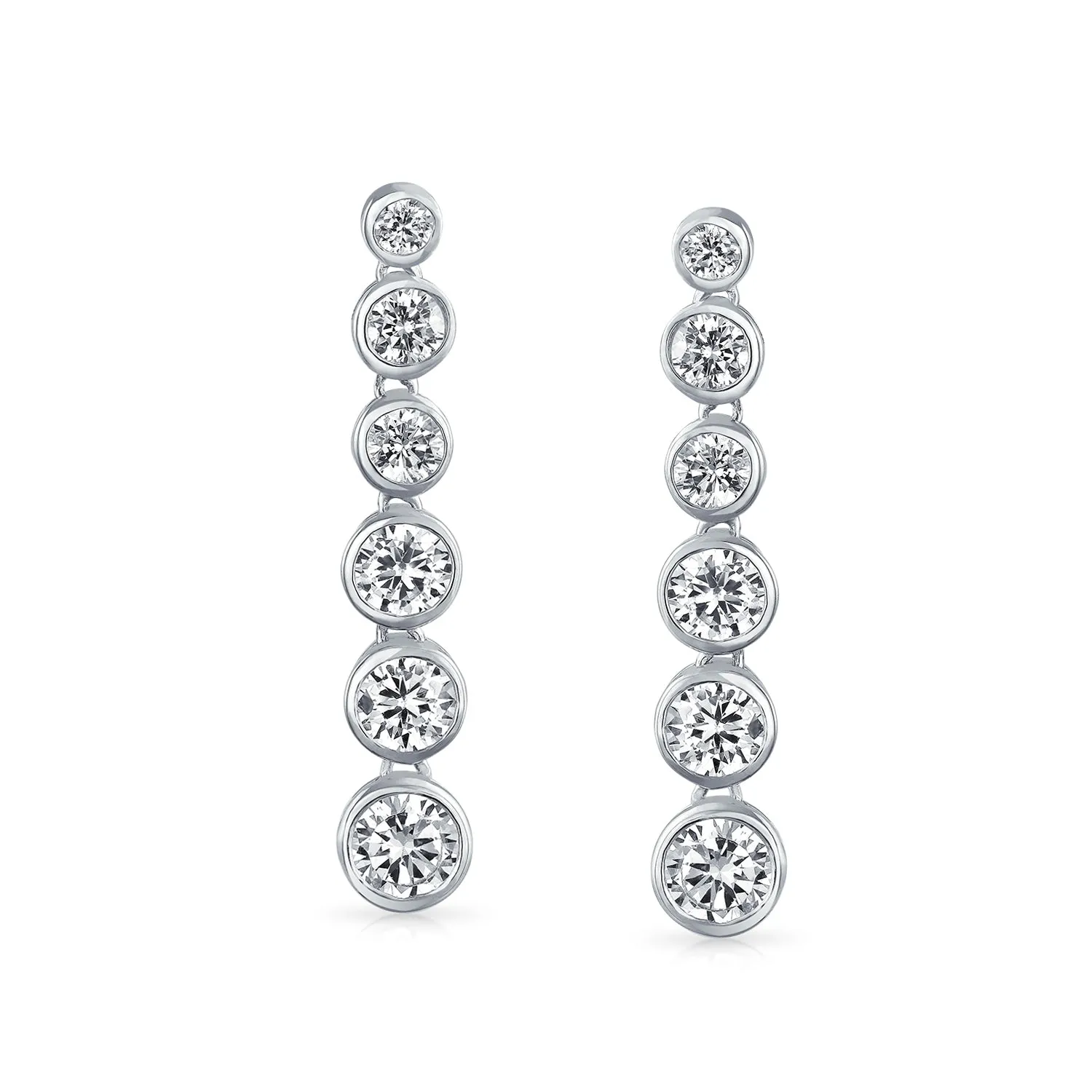 Elegant Bridal Dangle Chandelier Earrings with CZ Geometric Bubble Design