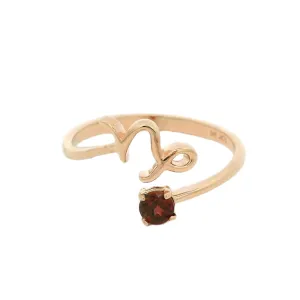 Elegant Capricorn Garnet Ring in 10K Rose Gold