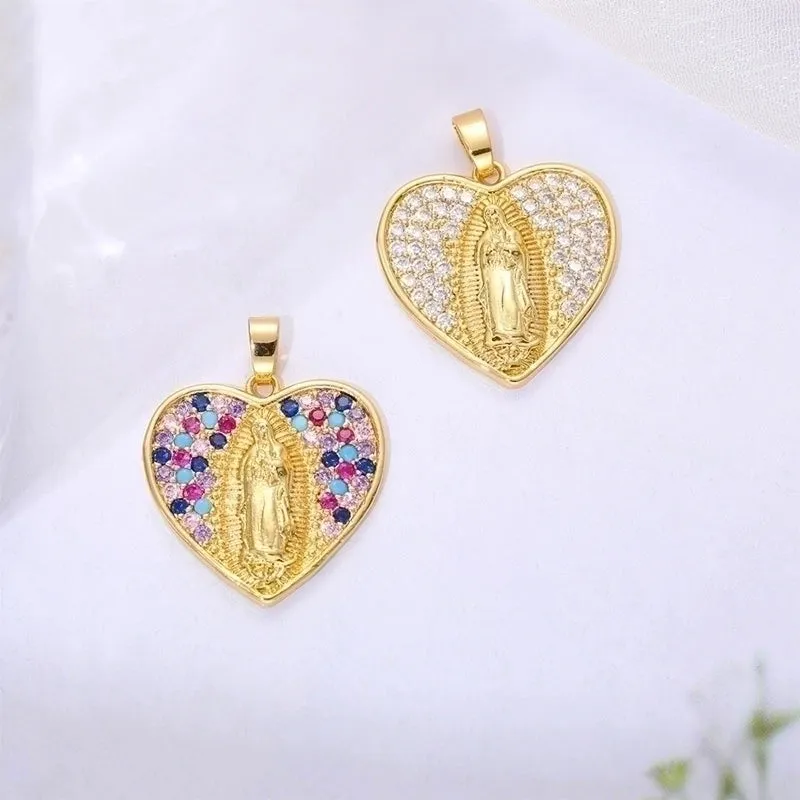 Elegant Classic Style Streetwear Geometric Heart Shape Copper Plating Inlay Zircon 18k Gold Plated Charms