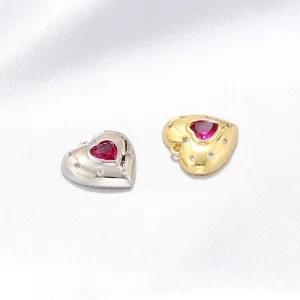 Elegant Heart Shape Copper Plating Inlay Zircon 18k Gold Plated Charms