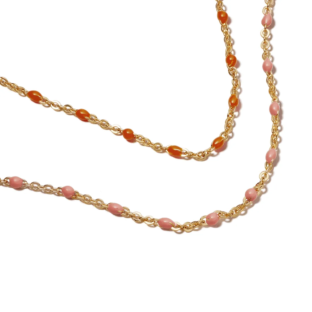 Enamel Beaded Necklace 18ct Gold Plate