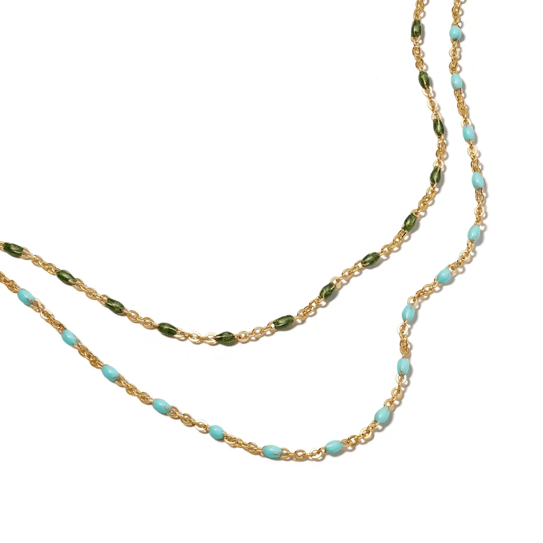 Enamel Beaded Necklace 18ct Gold Plate