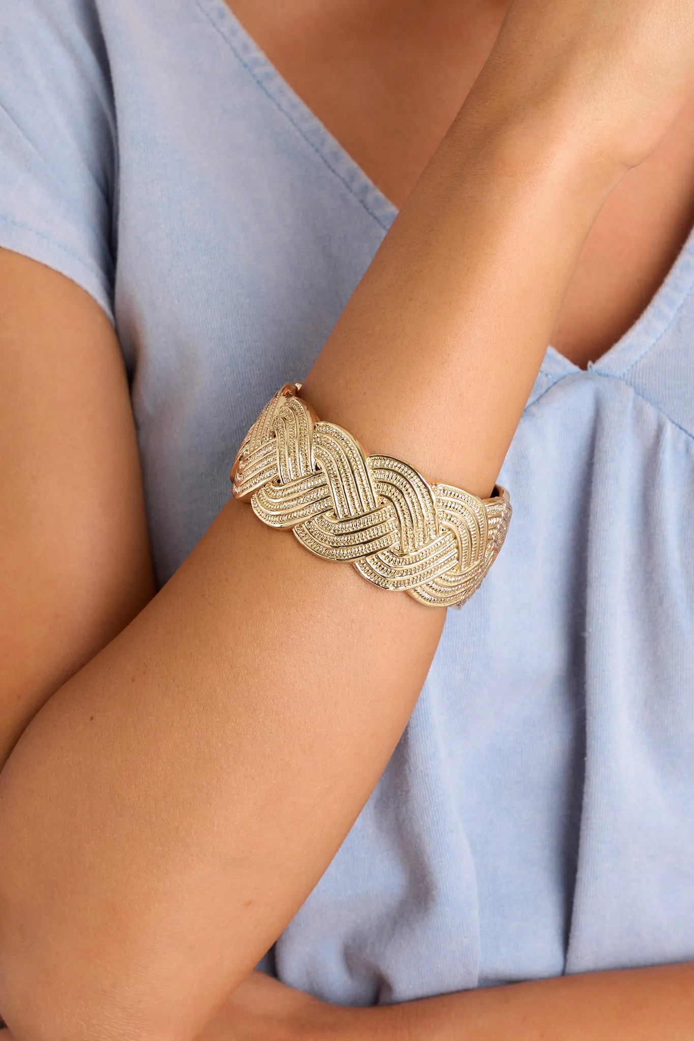 Eternal Glow Gold Textured Hinged Cuff Bracelet