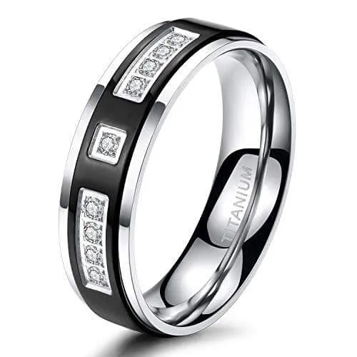 Eternity Diamond Men's Titanium Wedding Band