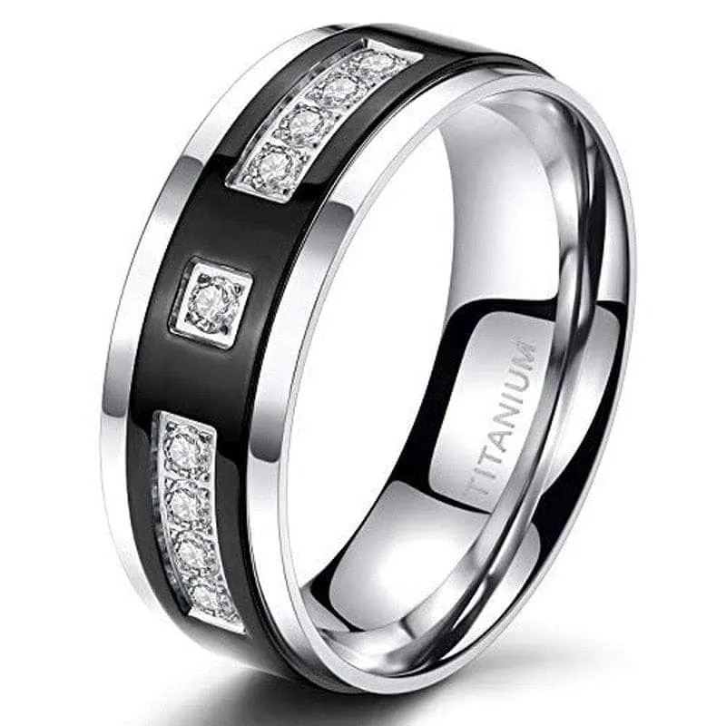 Eternity Diamond Men's Titanium Wedding Band