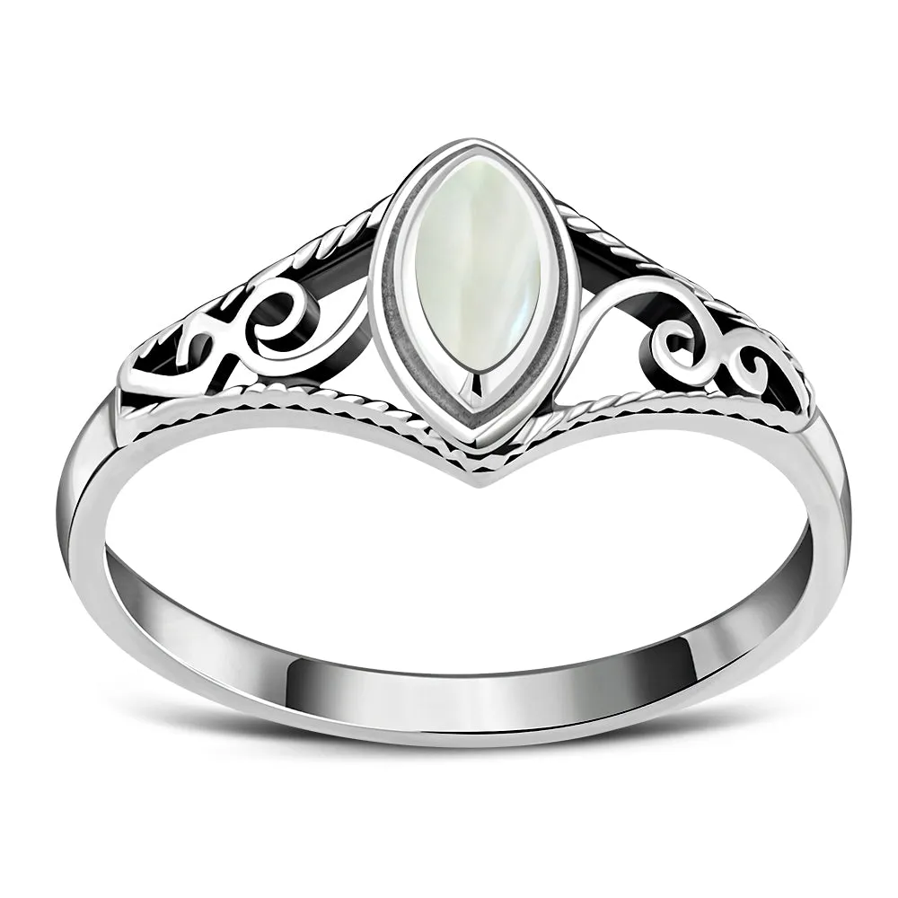 Ethnic Mother of Pearl Silver Ring