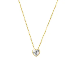 FANCIME Heart Shape Bezel 14K Yellow Gold Necklace