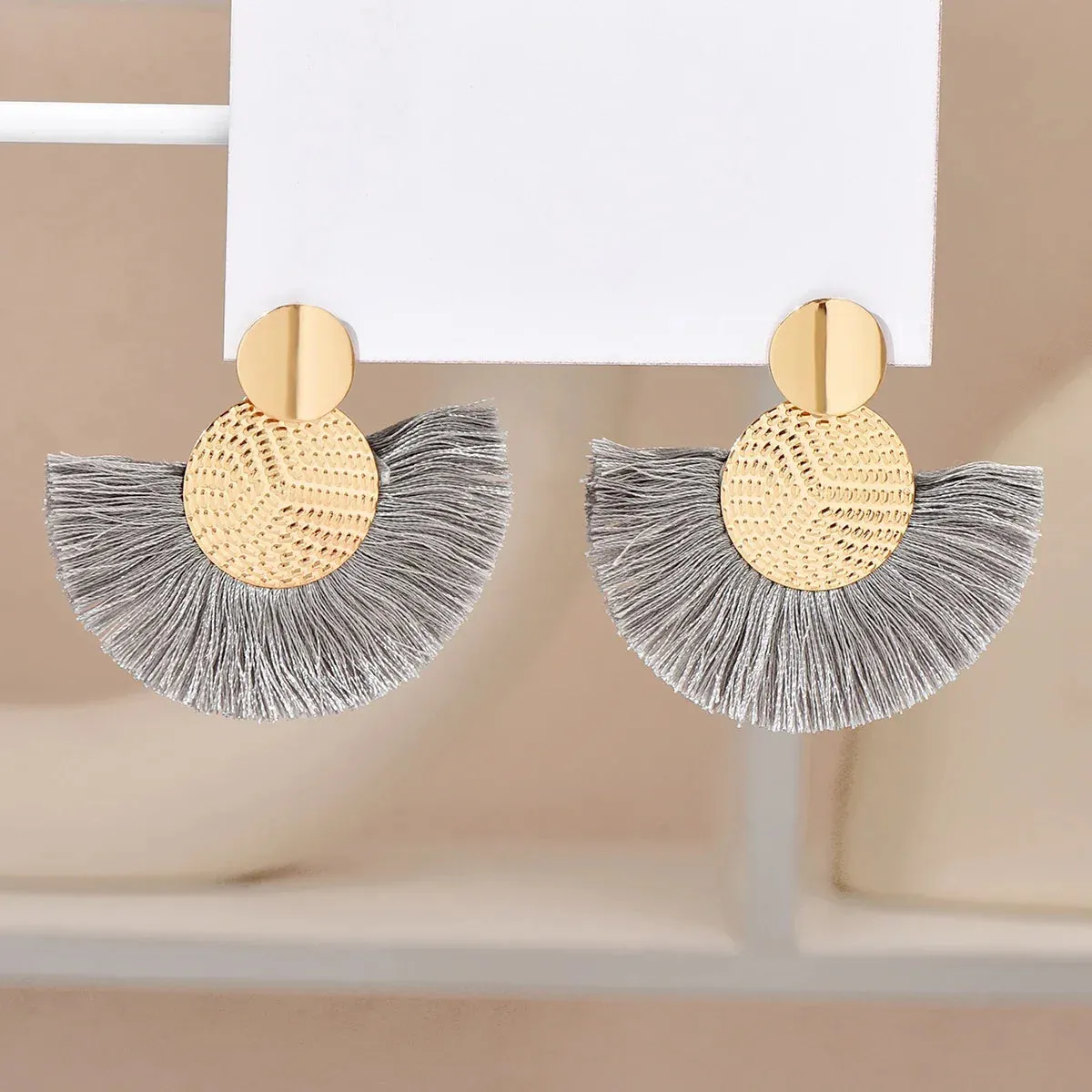 Fashion Bohemian Tassel Dangle White Fringe Statement Wedding Earring