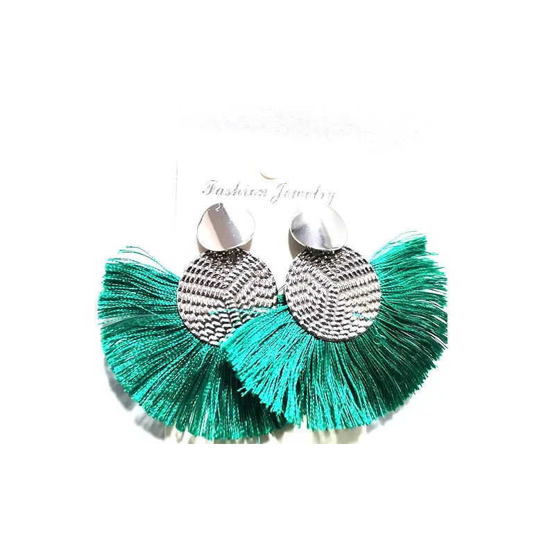 Fashion Bohemian Tassel Dangle White Fringe Statement Wedding Earring