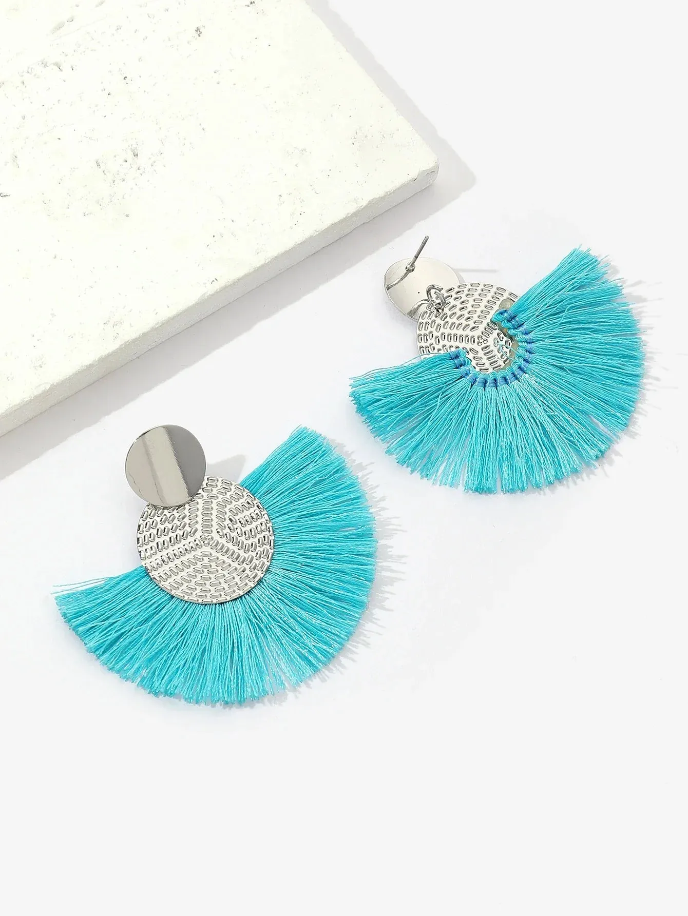 Fashion Bohemian Tassel Dangle White Fringe Statement Wedding Earring