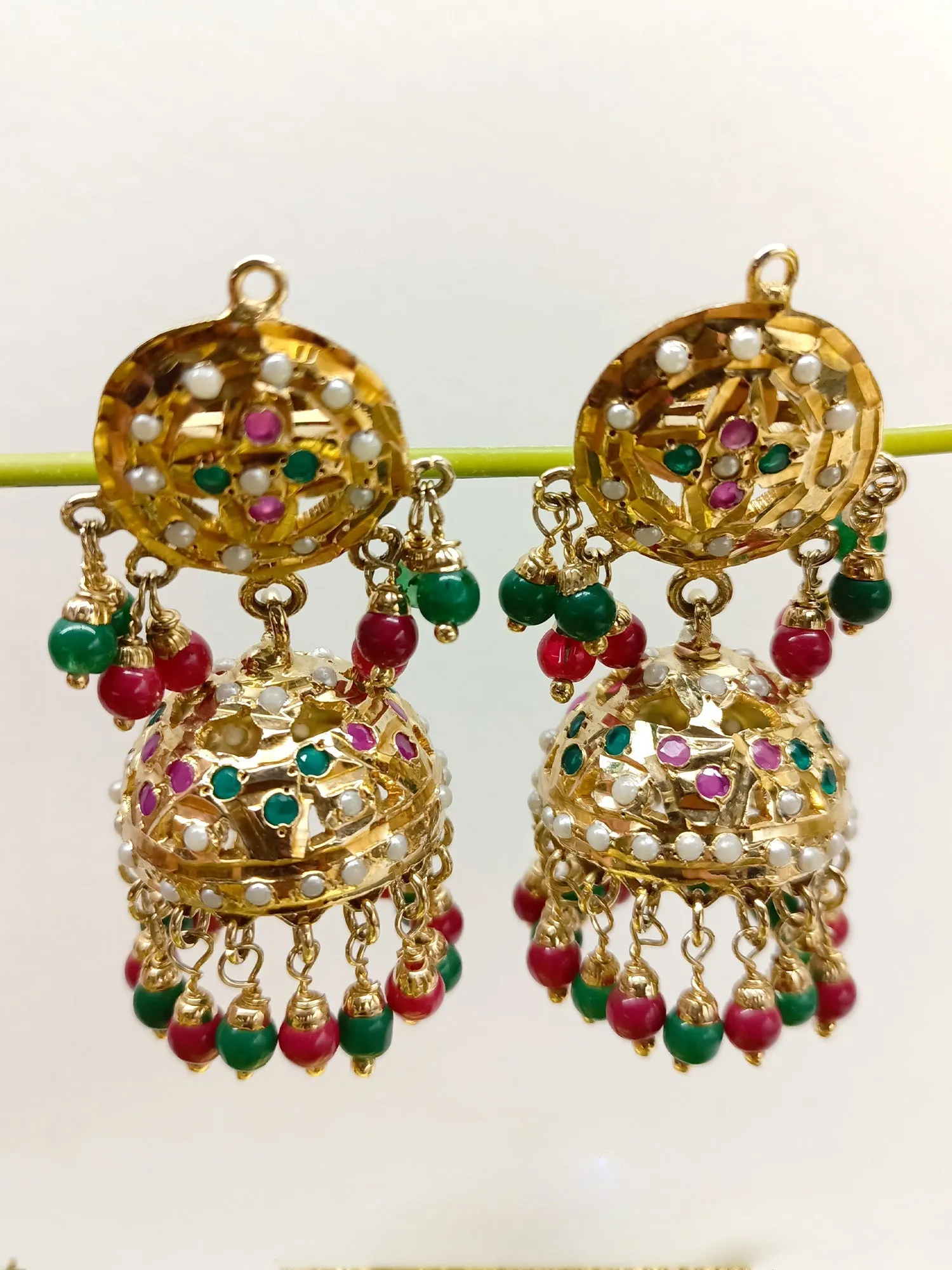 Fatemah Ruby & Green Jadau Jhumki