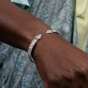 Flat Large Grape Head Bangle with Wide Grape Vine Pattern