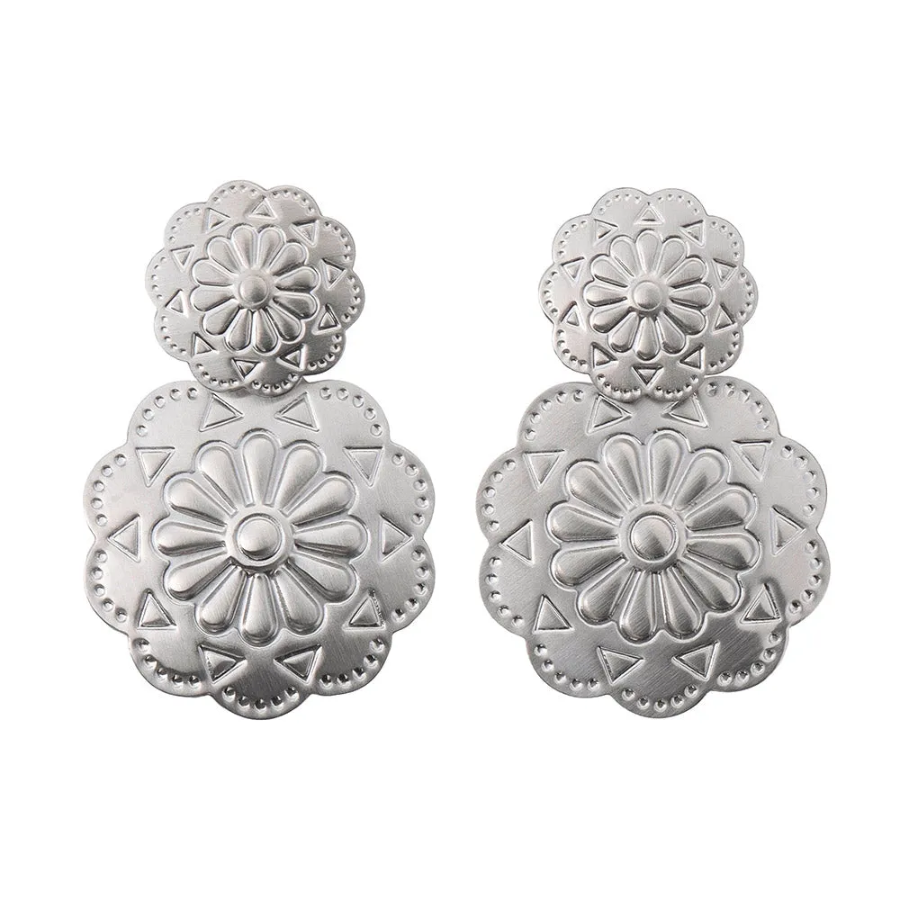 Flower Concho Jacket Earrings