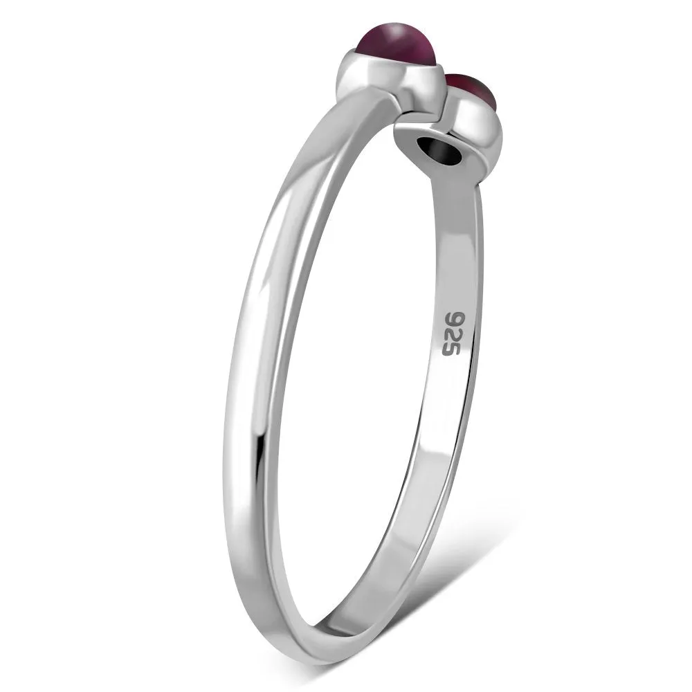 Garnet Stone Sterling Silver Open Ring