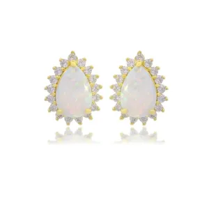 Georgini Opal Glow Rozelle White Opal Earrings - Gold