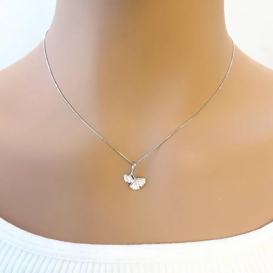 Gingko Leaf Cubic Zirconia Necklace