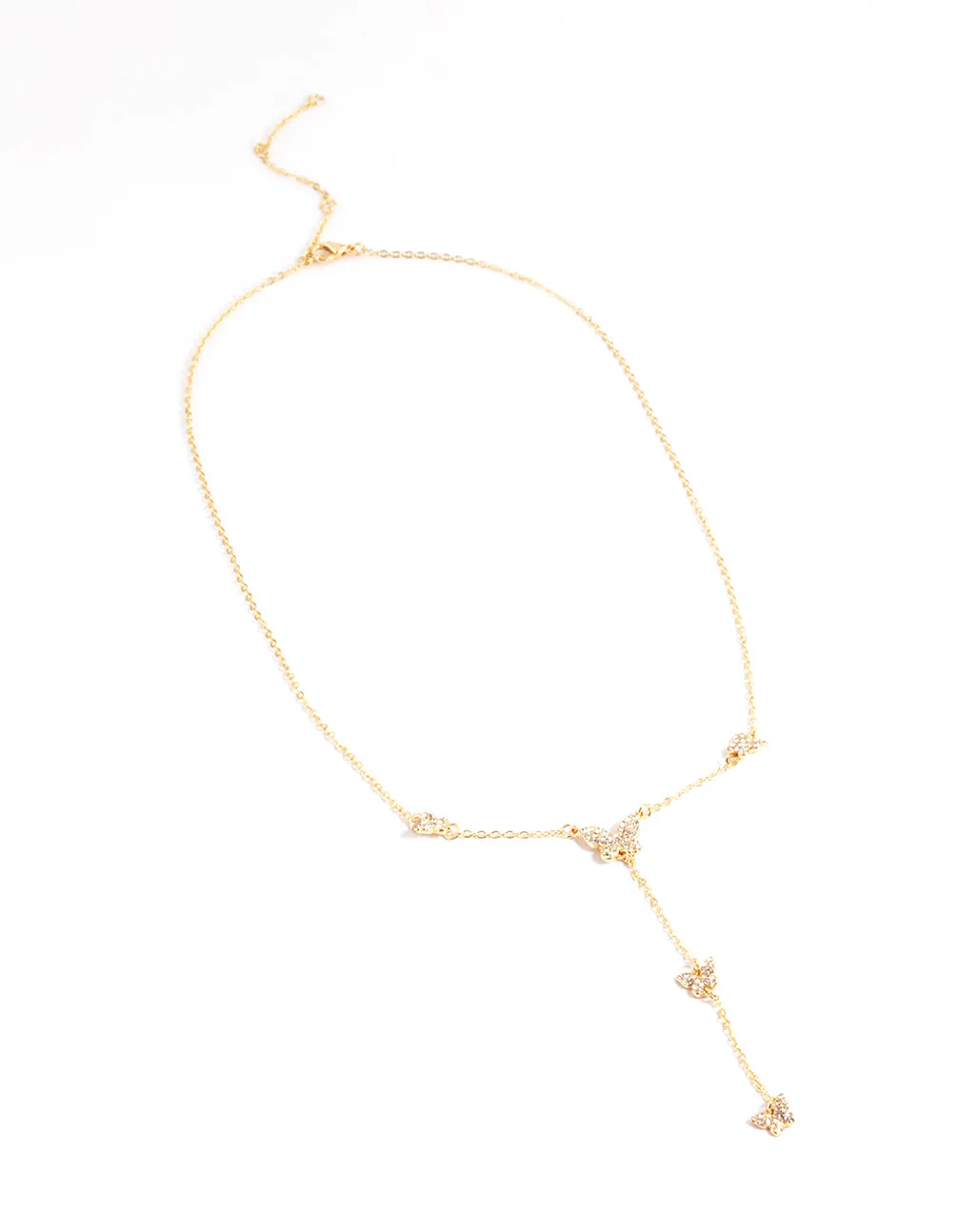 Gold Plated Diamante Butterfly Necklace