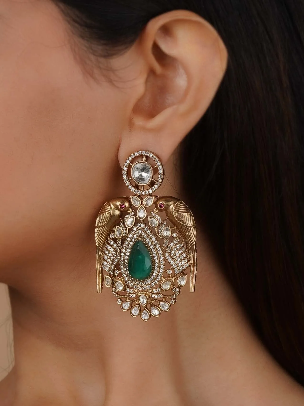 Gold Plated Faux Polki Earrings - PK-E109