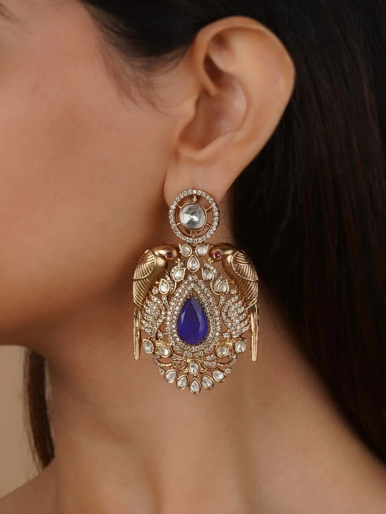 Gold Plated Faux Polki Earrings - PK-E109