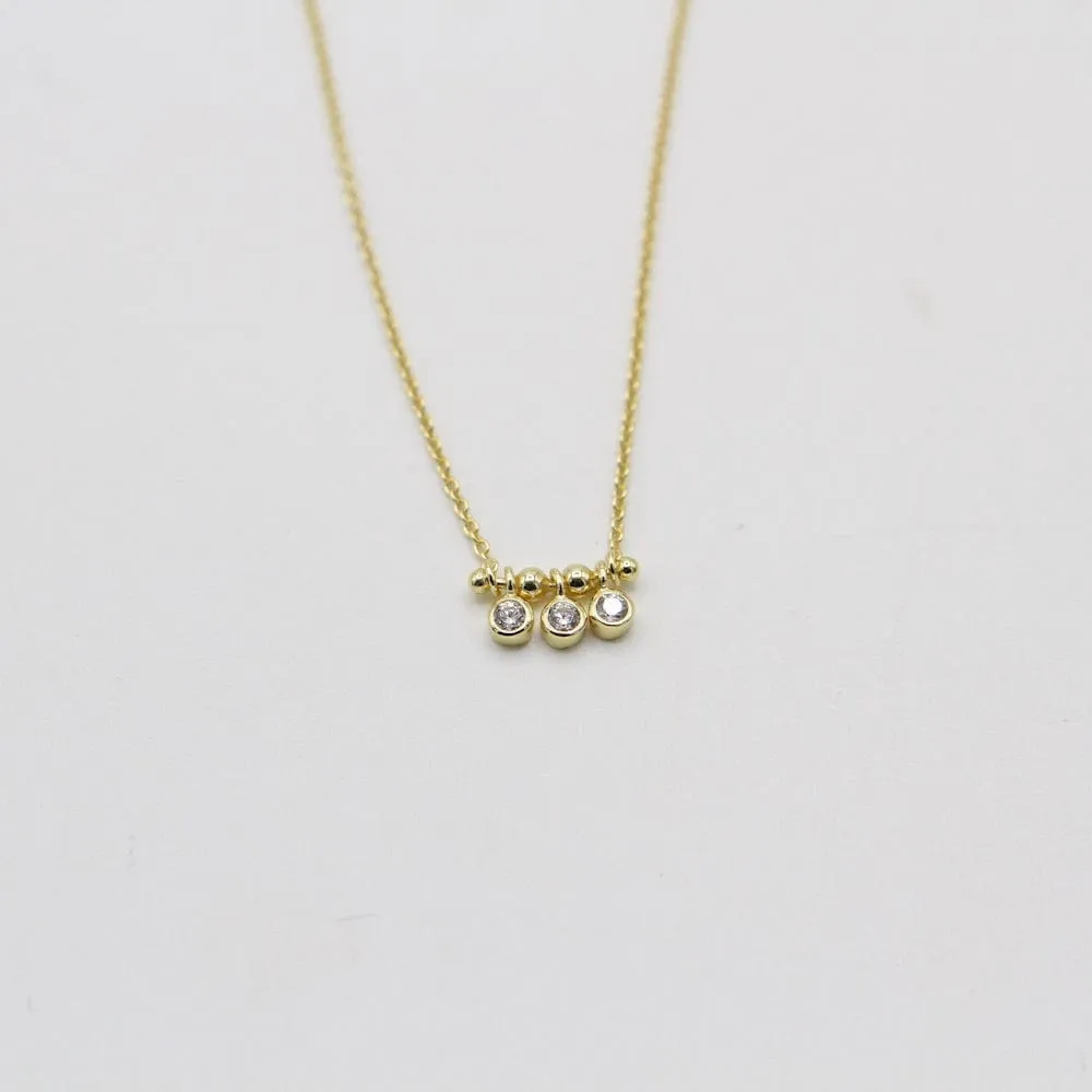 Gold Shimmer Triple Stud Necklace