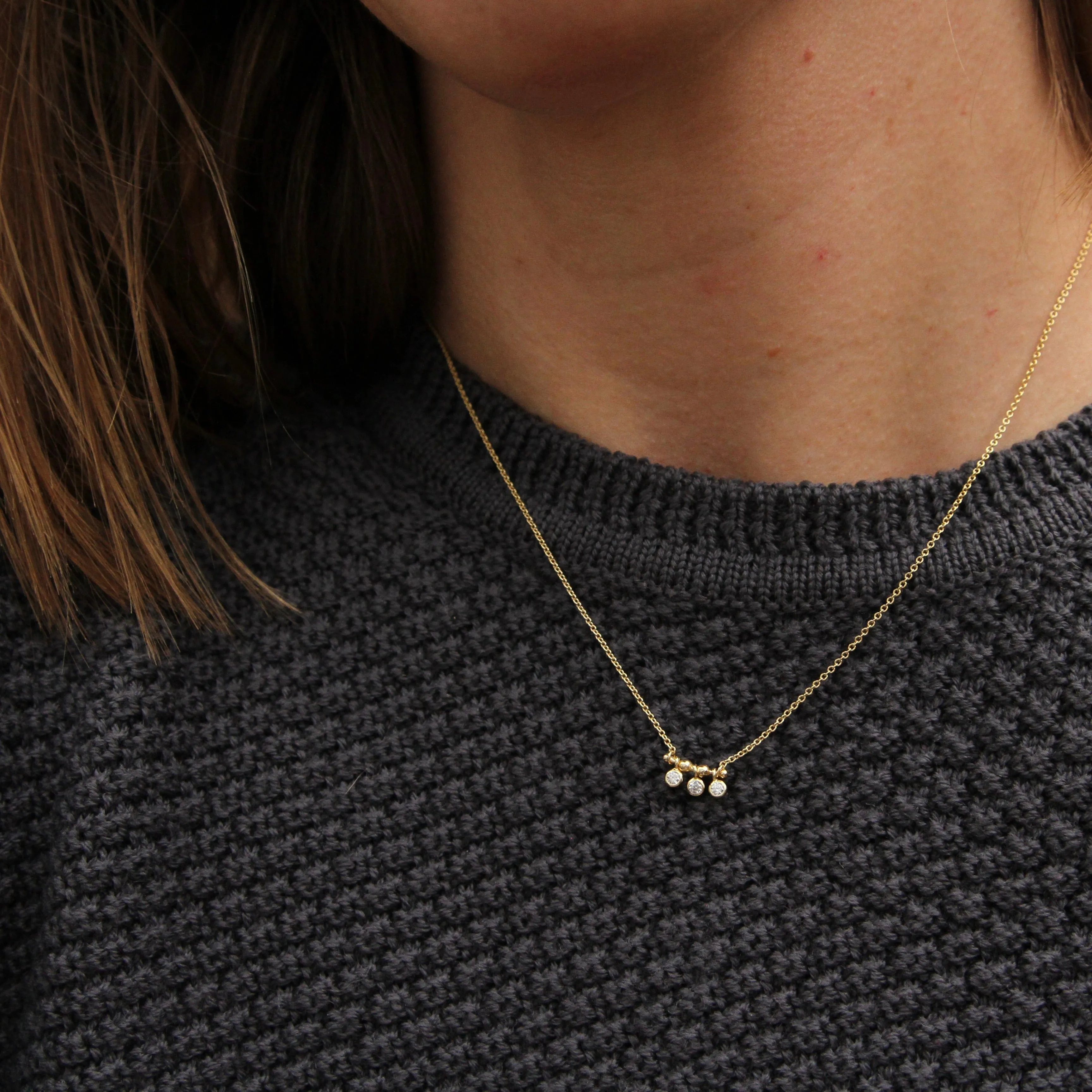 Gold Shimmer Triple Stud Necklace