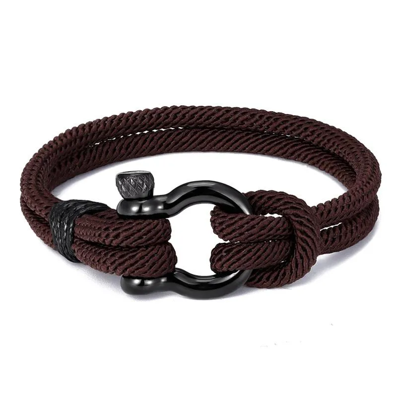 Gordi Dark Horseshoe Shackle Solid Rope Bracelet