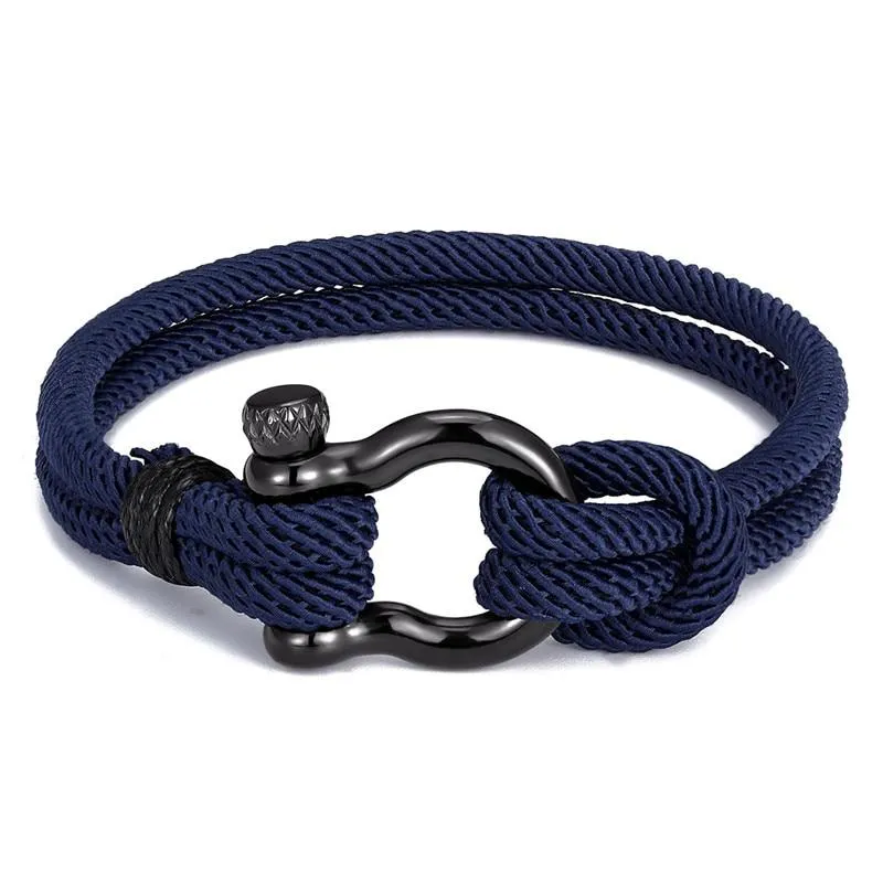 Gordi Dark Horseshoe Shackle Solid Rope Bracelet