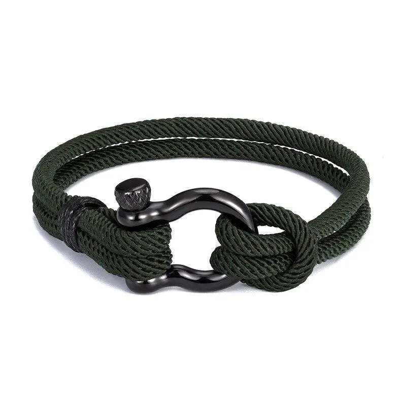 Gordi Dark Horseshoe Shackle Solid Rope Bracelet