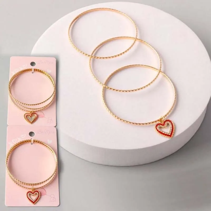 Heart Charm Bangle Bracelets 18004 (12 units)