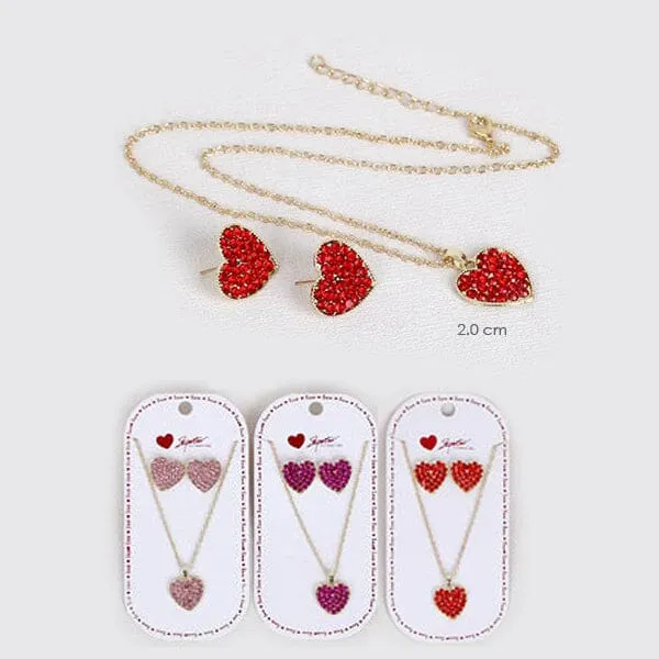 Heart Shape Shinny Necklace Set 2344 (12 units)