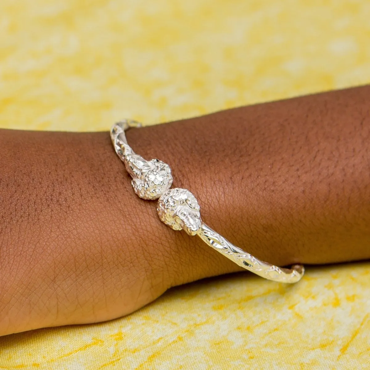 Heavy Afro Head Bangle with Diamante Pattern