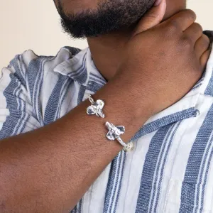 Heavy  Bangle with Elephant Heads with Diamante Pattern