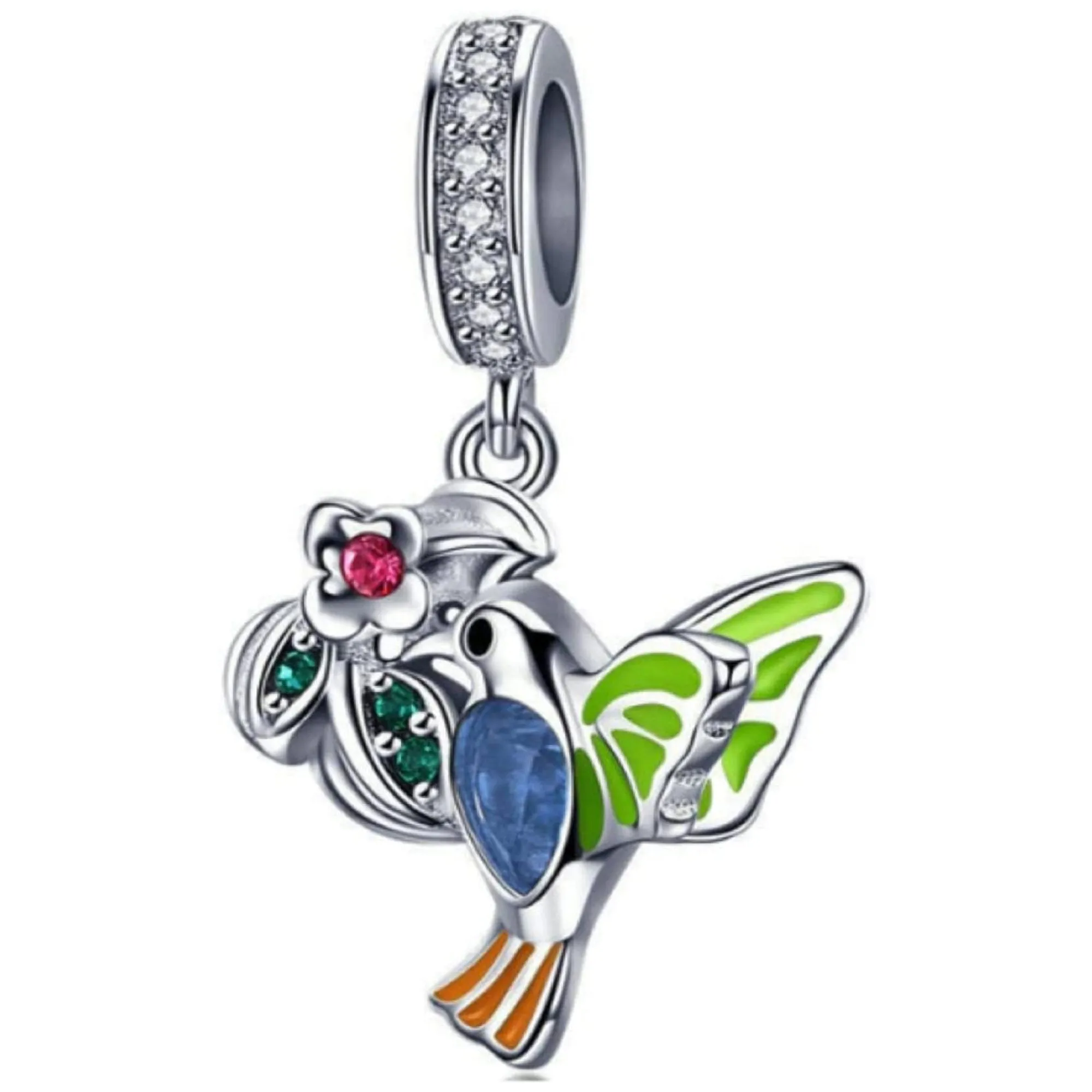 Hummingbird Multicolored Bird Dangle Pendant Charm