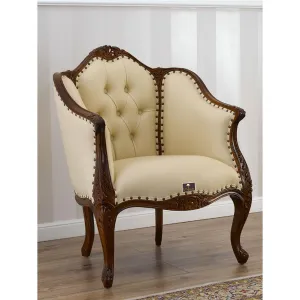 Italian Baroque Style Champagne Sofa Chair (Walnut Finish)