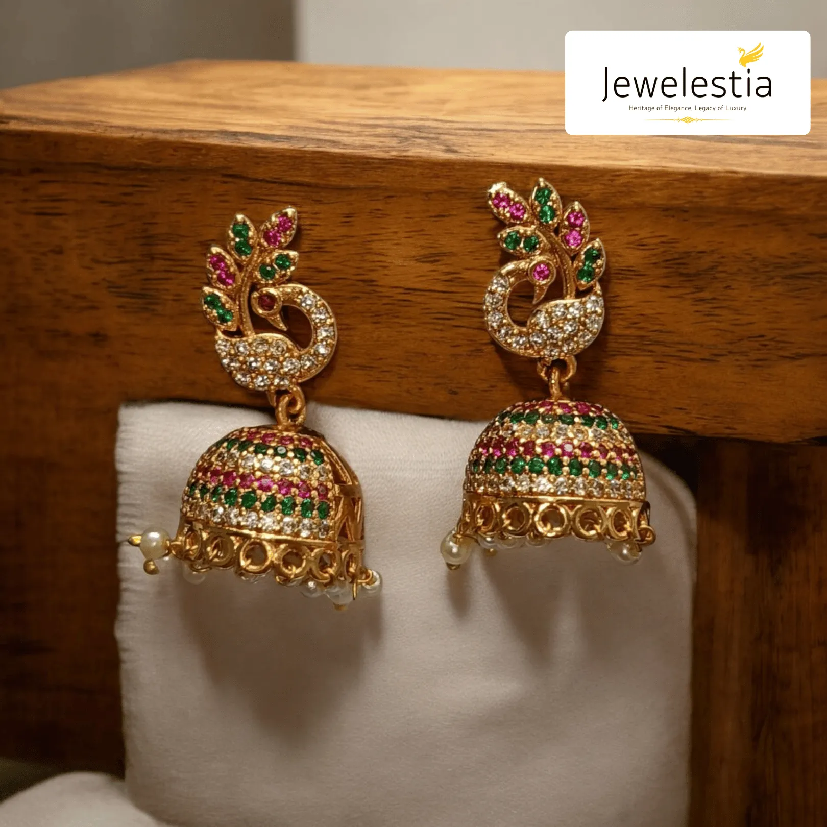 Jewelestia Regal Peacock Premium Jhumka Earrings