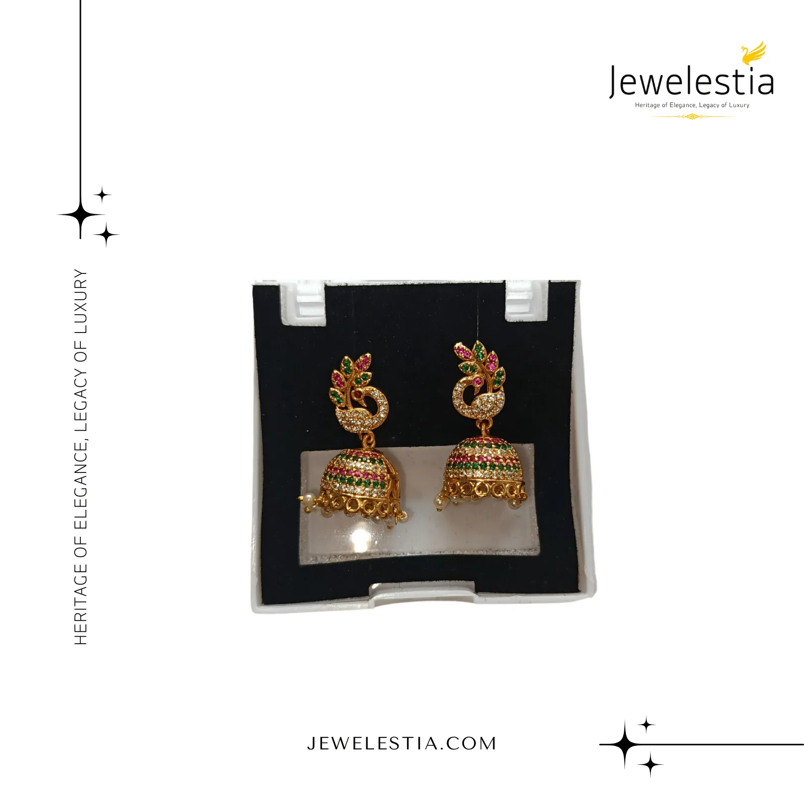 Jewelestia Regal Peacock Premium Jhumka Earrings