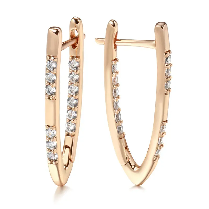 JuliaFashion - 2024 Rose Gold Geometric Zircon Drop Earrings