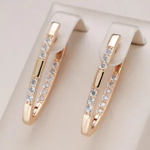 JuliaFashion - 2024 Rose Gold Geometric Zircon Drop Earrings