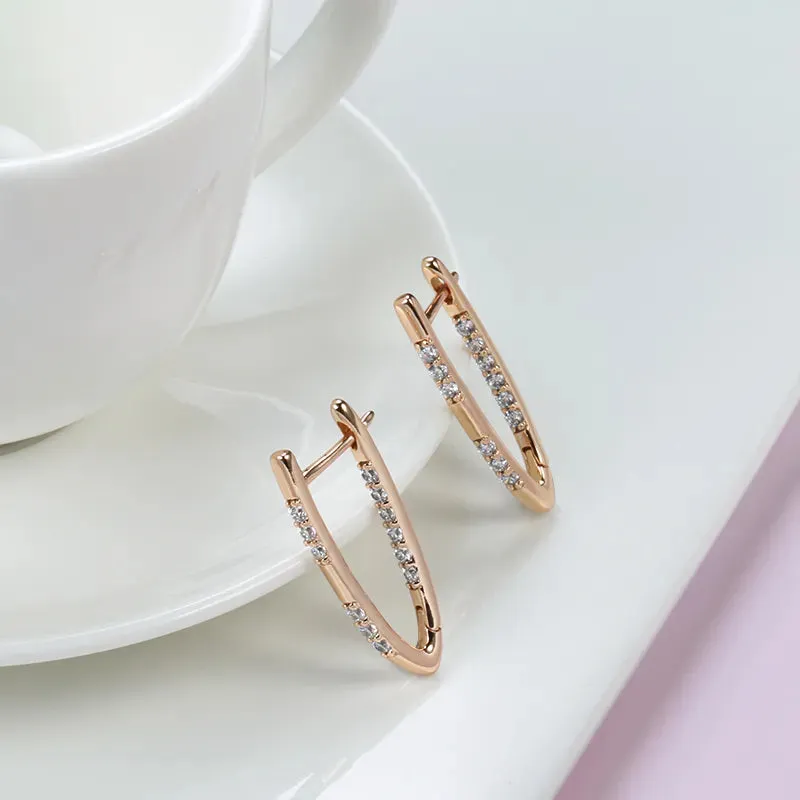 JuliaFashion - 2024 Rose Gold Geometric Zircon Drop Earrings