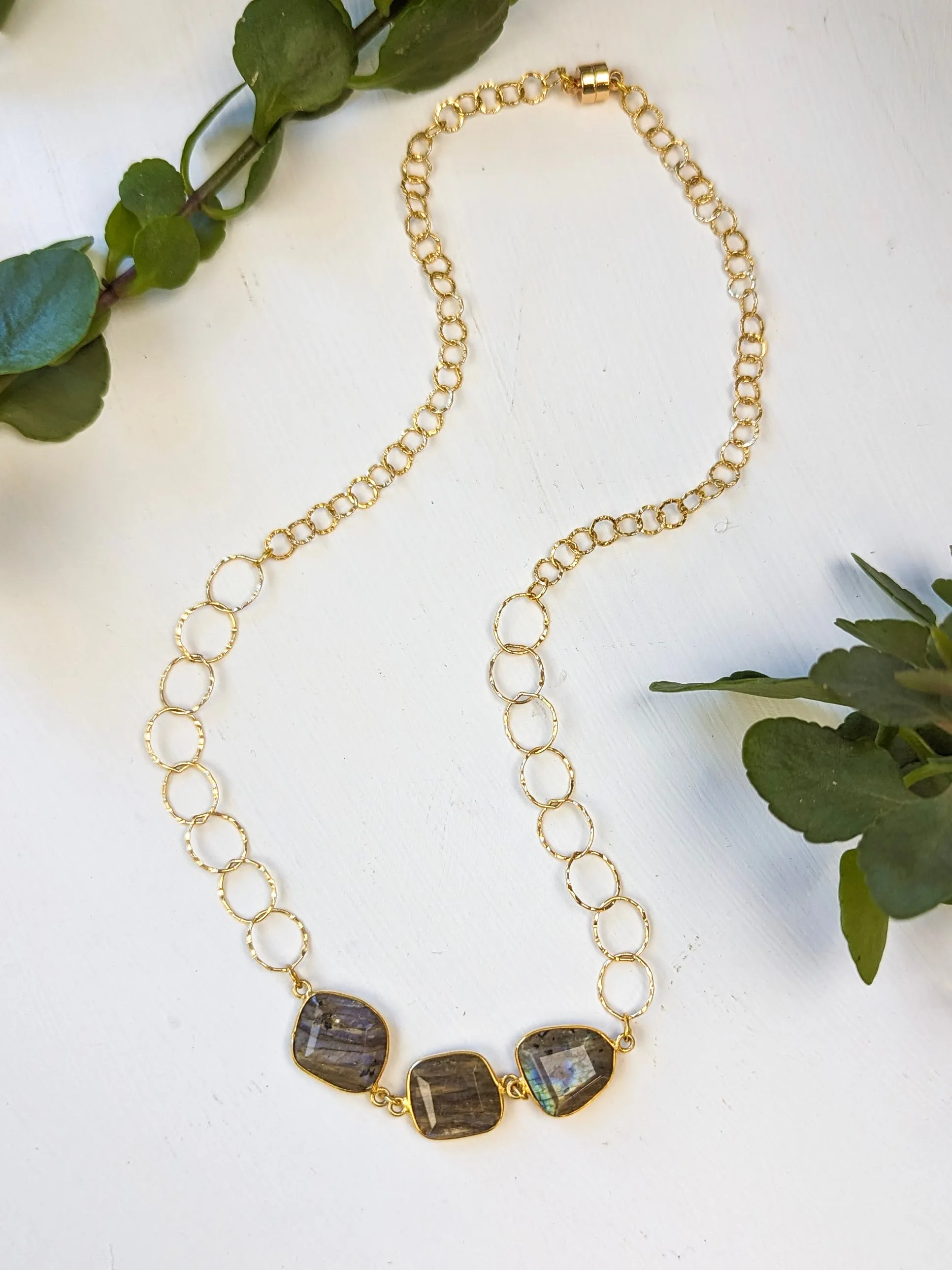 Labradorite Pebble Magnetic Necklace