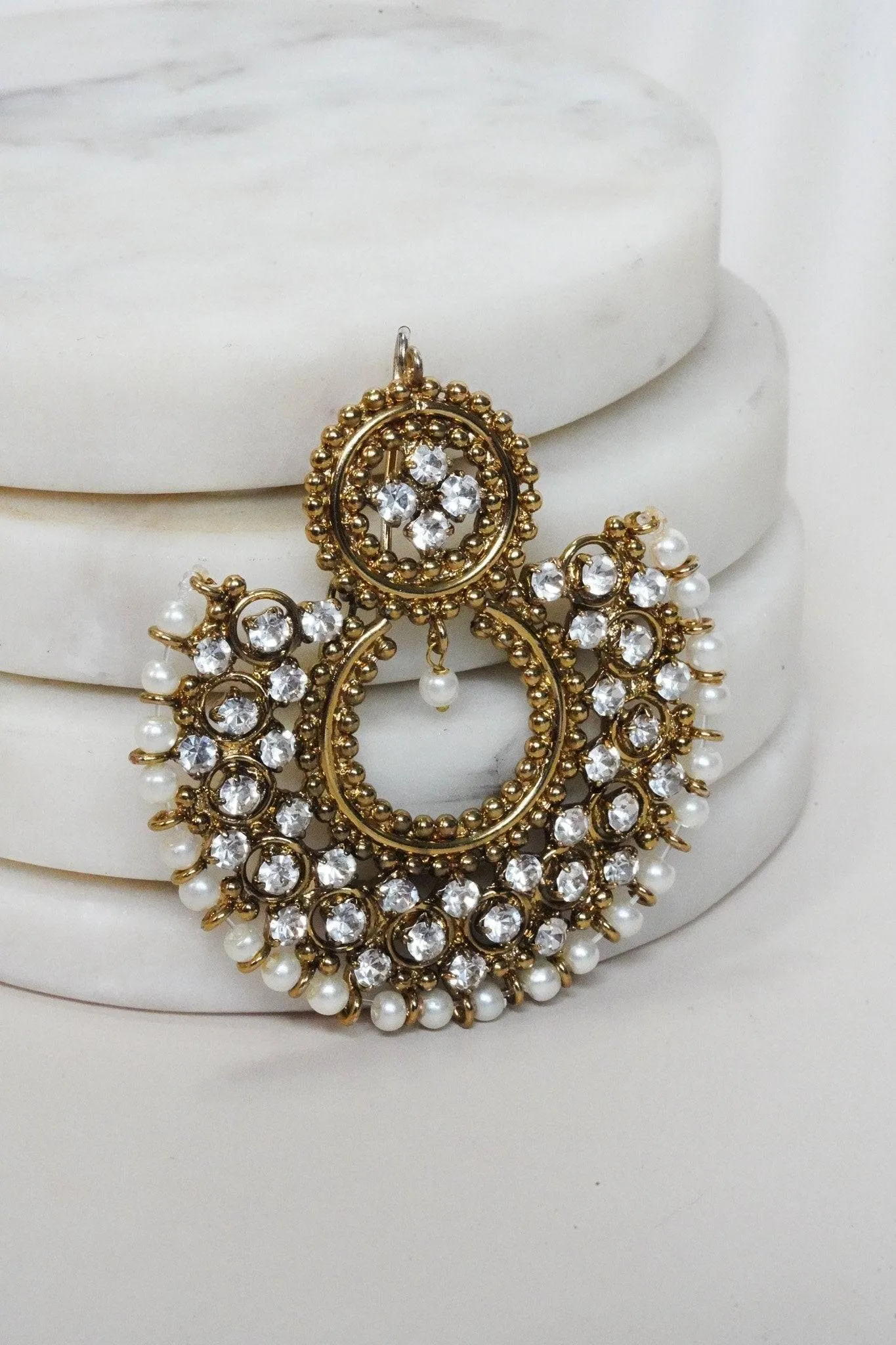 Laila - Handcrafted Chandbali Earrings and Maang Tikka Set