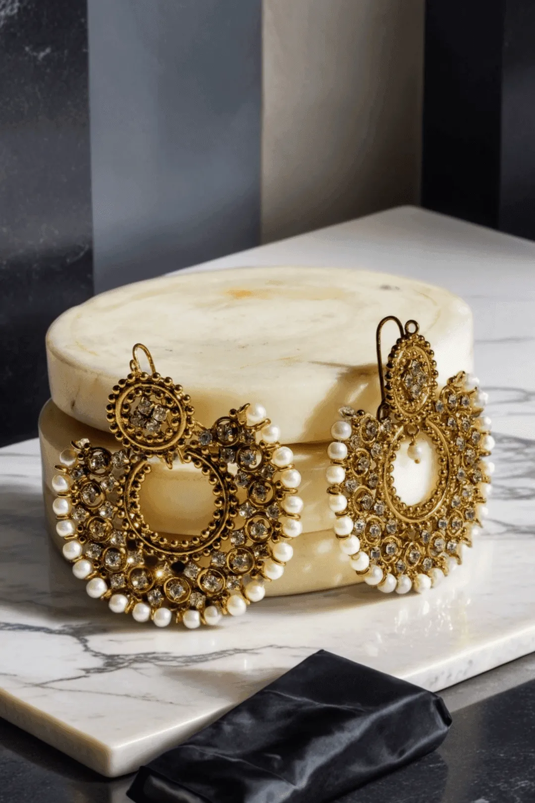 Laila - Handcrafted Chandbali Earrings and Maang Tikka Set