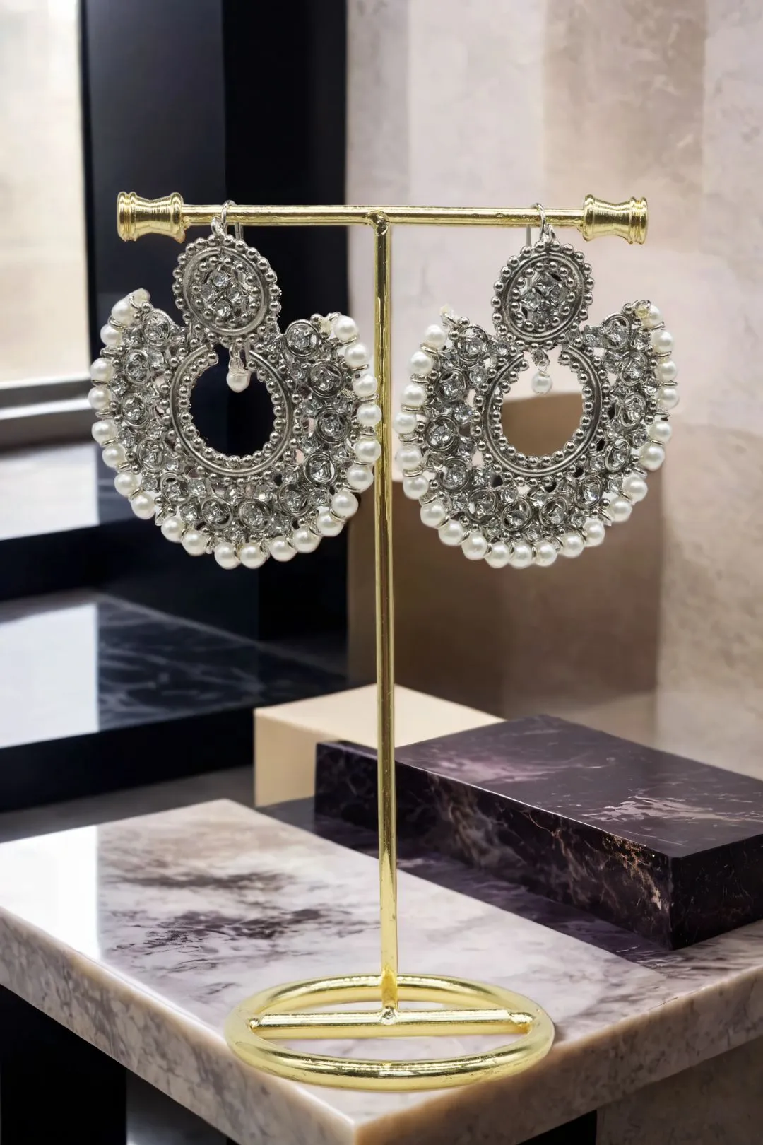 Laila - Handcrafted Chandbali Earrings and Maang Tikka Set