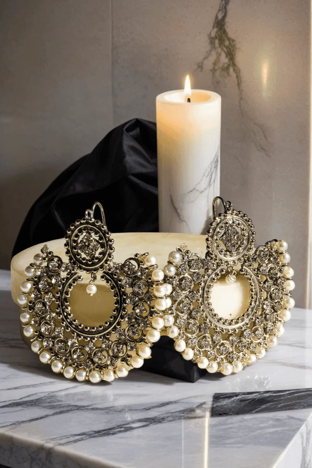 Laila - Handcrafted Chandbali Earrings and Maang Tikka Set